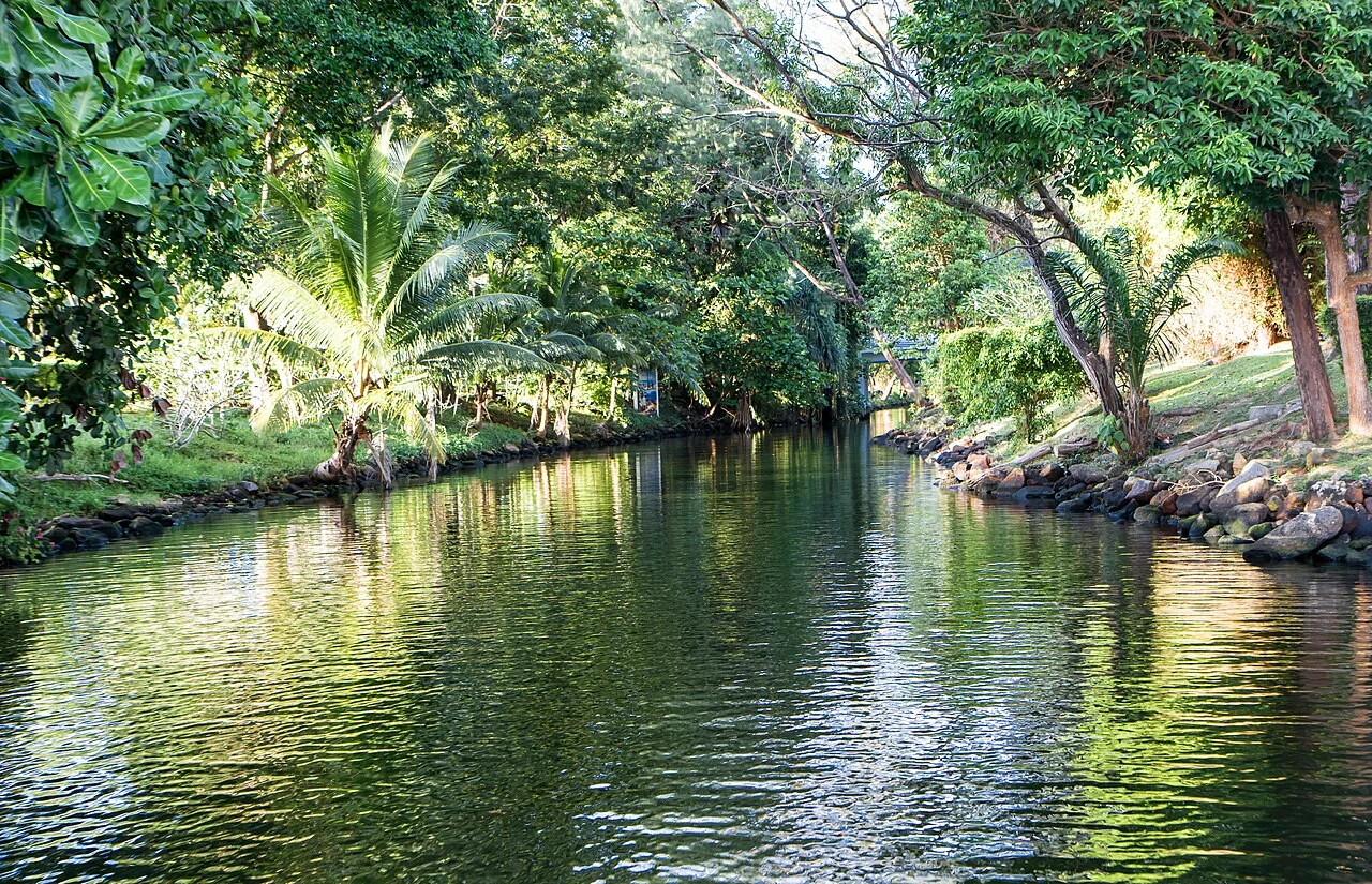 Канал среди тропической зелени в комплексе Laguna Phuket